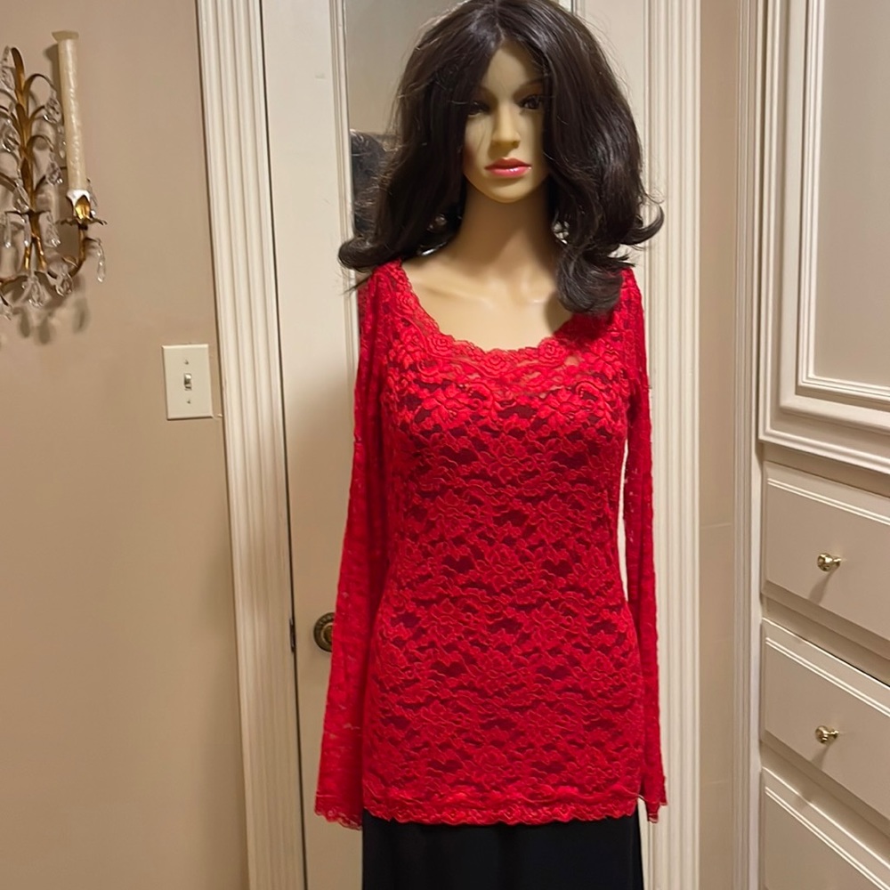 Sexy red lace spandex top